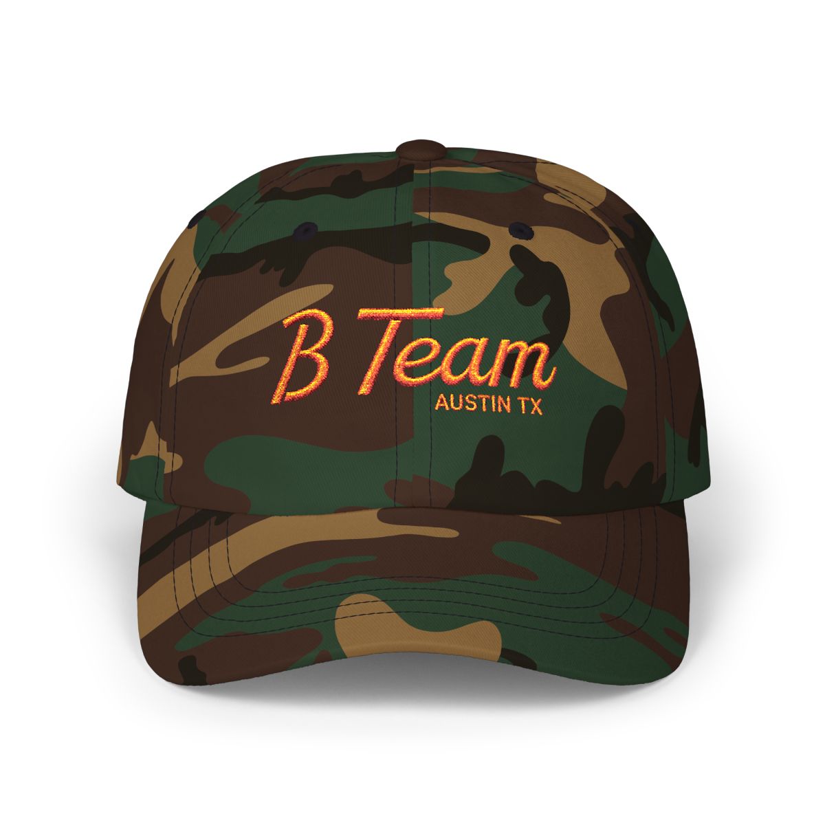 View B-TEAM DAD HAT, ORANGE details | B-Team Jiu Jitsu - alternate angle 4, merchandise